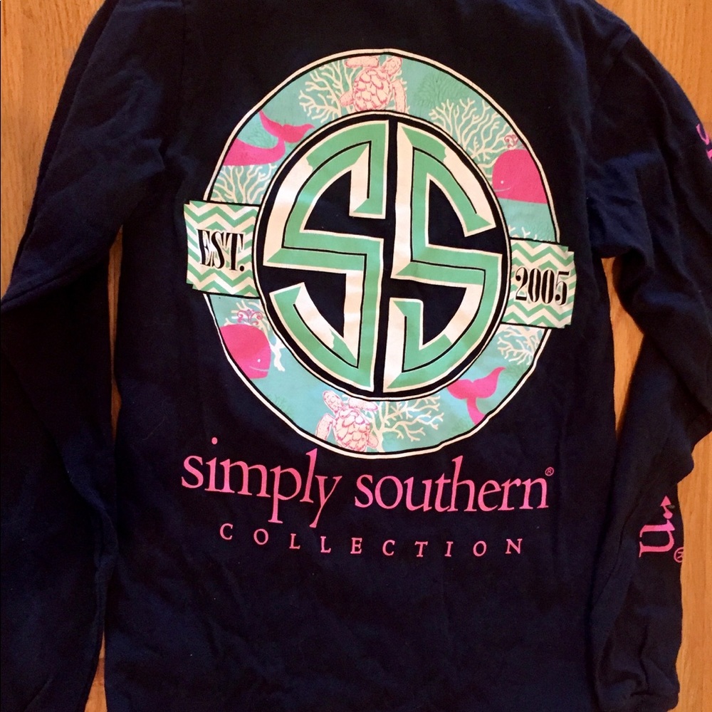 Long sleeve simply southern t shirt—navy
